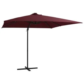 Cantilever umbrella with burgundy red LED lights 250x250 cm by vidaXL, Umbrellas - Ref: Foro24-312310, Price: 87,53 €, Discou...