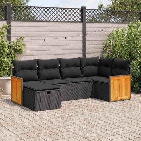 Set de sofás de jardín 6 piezas y cojines ratán sintético negro von , Gartensets - Ref: Foro24-3326024, Preis: 406,33 €, Raba...