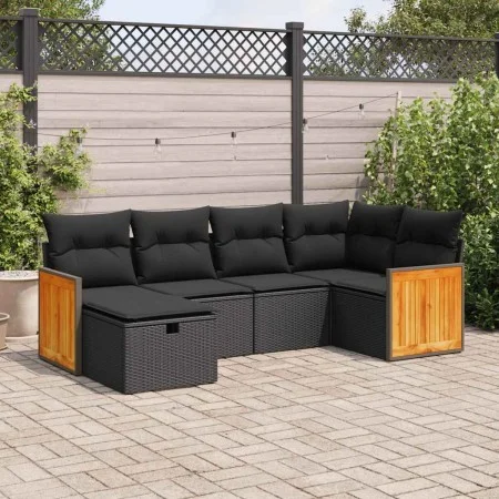 Set de sofás de jardín 6 piezas y cojines ratán sintético negro von , Gartensets - Ref: Foro24-3326024, Preis: 394,93 €, Raba...