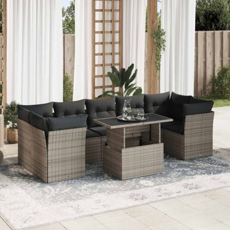 Set de sofás de jardín y cojines 8 piezas ratán sintético gris by , Garden sets - Ref: Foro24-3326121, Price: 528,33 €, Disco...