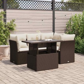 Set comedor de jardín 5 piezas y cojines ratán sintético marrón by , Garden sets - Ref: Foro24-3326154, Price: 405,68 €, Disc...