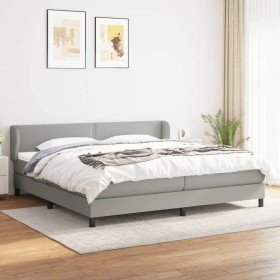 Cama box spring con colchón tela gris claro 200x200 cm Cama box spring con colchón tela gris claro 200x200 cm