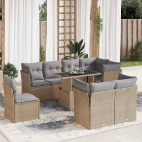 Set de sofás de jardín con cojines 9 pzas ratán sintético beige by , Garden sets - Ref: Foro24-3326180, Price: 638,25 €, Disc...