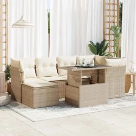 Set sofás de jardín 7 piezas y cojines ratán sintético beige by , Garden sets - Ref: Foro24-3326189, Price: 525,76 €, Discoun...