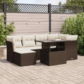 Juego de sofás de jardín 7 piezas con cojines ratán PE marrón by , Garden sets - Ref: Foro24-3326194, Price: 502,98 €, Discou...