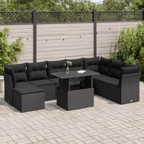 Set de sofás de jardín con cojines 9 pzas ratán sintético negro von , Gartensets - Ref: Foro24-3326206, Preis: 602,16 €, Raba...