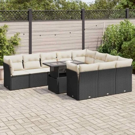 Set de sofás de jardín 11 pzas y cojines ratán sintético negro by , Garden sets - Ref: Foro24-3326227, Price: 728,40 €, Disco...