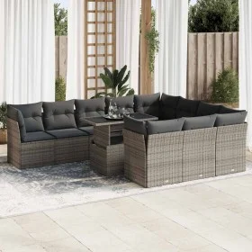 Set de sofás de jardín 11 pzas y cojines ratán sintético gris by , Garden sets - Ref: Foro24-3326231, Price: 740,98 €, Discou...