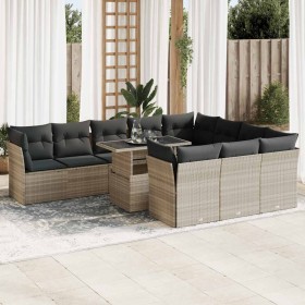 Set de sofás de jardín 11 pzas y cojines ratán sintético gris von , Gartensets - Ref: Foro24-3326233, Preis: 867,78 €, Rabatt: %