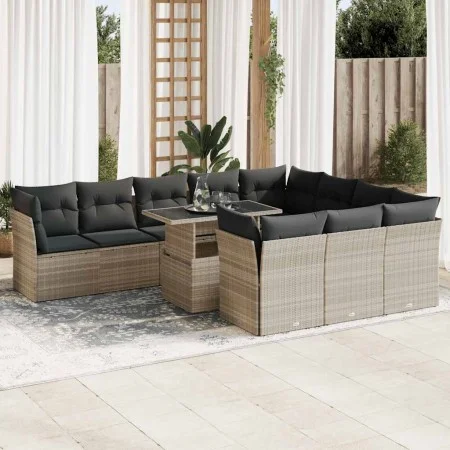 Set de sofás de jardín 11 pzas y cojines ratán sintético gris von , Gartensets - Ref: Foro24-3326233, Preis: 884,24 €, Rabatt: %