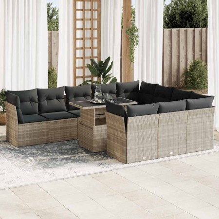 Set de sofás de jardín 11 pzas y cojines ratán sintético gris by , Garden sets - Ref: Foro24-3326233, Price: 867,78 €, Discou...