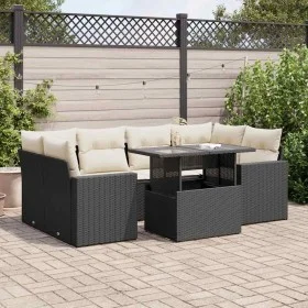 Set de sofás de jardín 7 pzas con cojines ratán sintético negro by , Garden sets - Ref: Foro24-3326267, Price: 488,97 €, Disc...