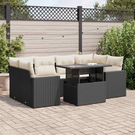 Set de sofás de jardín 7 pzas con cojines ratán sintético negro von , Gartensets - Ref: Foro24-3326267, Preis: 495,29 €, Raba...
