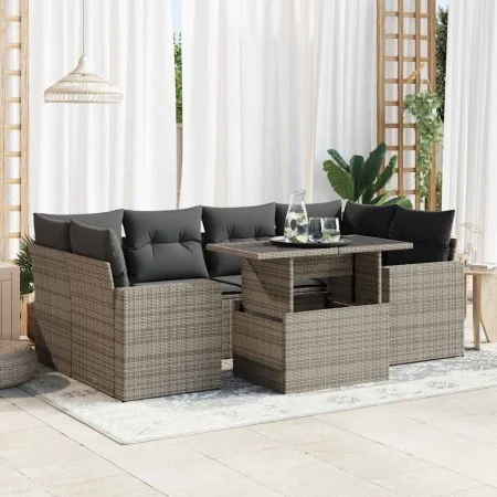 Set de sofás de jardín 7 pzas con cojines ratán sintético gris by , Garden sets - Ref: Foro24-3326271, Price: 492,23 €, Disco...