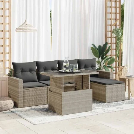 Set de sofás de jardín 6 pzas y cojines ratán sintético gris by , Garden sets - Ref: Foro24-3326303, Price: 449,49 €, Discoun...