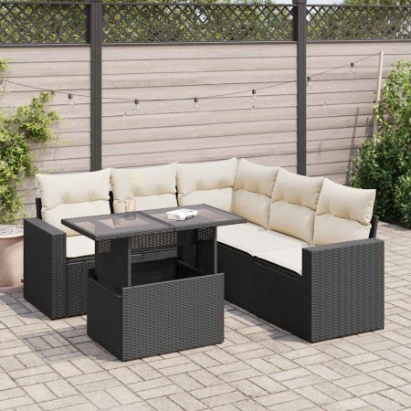 Set de sofás de jardín 6 piezas y cojines ratán sintético negro by , Garden sets - Ref: Foro24-3326317, Price: 431,46 €, Disc...