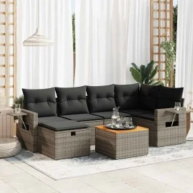 Set de sofás de jardín 7 pzas con cojines ratán sintético gris von , Gartensets - Ref: Foro24-3325819, Preis: 428,34 €, Rabat...