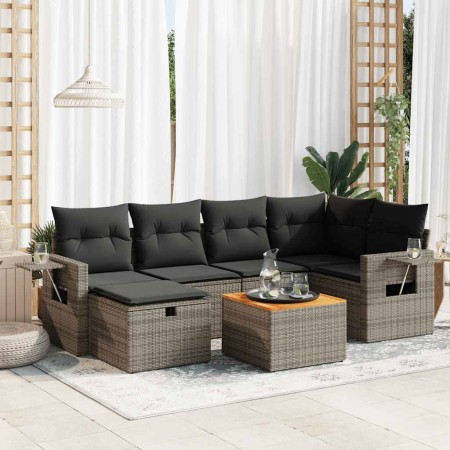 Set de sofás de jardín 7 pzas con cojines ratán sintético gris by , Garden sets - Ref: Foro24-3325819, Price: 456,27 €, Disco...