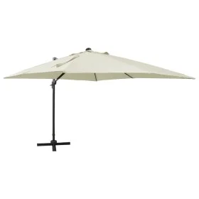 Cantilever parasol with pole and sand-colored LED lights 300 cm by vidaXL, Umbrellas - Ref: Foro24-312344, Price: 470,97 €, D...
