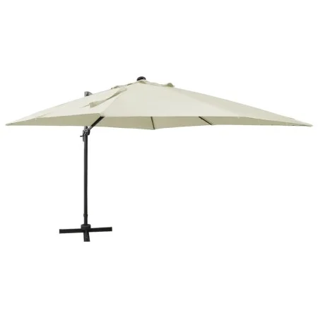Cantilever parasol with pole and sand-colored LED lights 300 cm by vidaXL, Umbrellas - Ref: Foro24-312344, Price: 470,97 €, D...