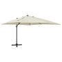 Cantilever parasol with pole and sand-colored LED lights 300 cm by vidaXL, Umbrellas - Ref: Foro24-312344, Price: 478,03 €, D...