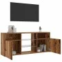 Mueble TV luces LED madera ingeniería envejecida 120x30x50 cm by , TV Furniture - Ref: Foro24-856351, Price: 88,14 €, Discoun...