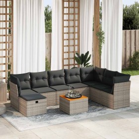 Set de sofás de jardín con cojines 9 pzas ratán sintético gris by , Garden sets - Ref: Foro24-3325777, Price: 536,94 €, Disco...