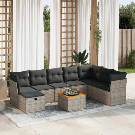Set de sofás de jardín con cojines 9 pzas ratán sintético gris by , Garden sets - Ref: Foro24-3325777, Price: 513,38 €, Disco...