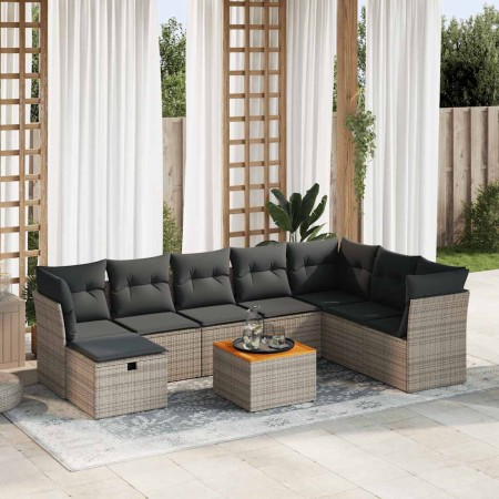 Set de sofás de jardín con cojines 9 pzas ratán sintético gris by , Garden sets - Ref: Foro24-3325777, Price: 536,94 €, Disco...