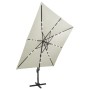 Cantilever parasol with pole and sand-colored LED lights 300 cm by vidaXL, Umbrellas - Ref: Foro24-312344, Price: 478,03 €, D...