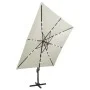 Cantilever parasol with pole and sand-colored LED lights 300 cm by vidaXL, Umbrellas - Ref: Foro24-312344, Price: 470,97 €, D...