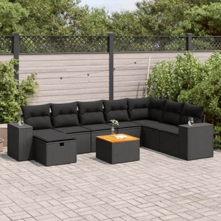Set de sofás de jardín con cojines 9 pzas ratán sintético negro von , Gartensets - Ref: Foro24-3325884, Preis: 572,50 €, Raba...