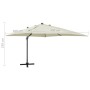 Cantilever parasol with pole and sand-colored LED lights 300 cm by vidaXL, Umbrellas - Ref: Foro24-312344, Price: 478,03 €, D...