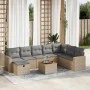 Set de sofás de jardín con cojines 9 pzas ratán sintético beige by , Garden sets - Ref: Foro24-3325804, Price: 567,09 €, Disc...