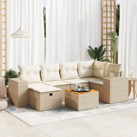 Set sofás de jardín 7 piezas y cojines ratán sintético beige von , Gartensets - Ref: Foro24-3325873, Preis: 541,44 €, Rabatt: %
