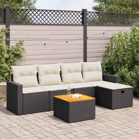 Set de sofás de jardín 6 piezas y cojines ratán sintético negro by , Garden sets - Ref: Foro24-3325780, Price: 346,10 €, Disc...