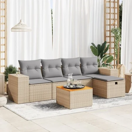 Juego de sofás jardín con cojines 6 pzas ratán sintético beige von , Gartensets - Ref: Foro24-3325867, Preis: 402,69 €, Rabat...