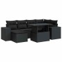 Set de sofás de jardín 7 pzas con cojines ratán sintético negro by , Garden sets - Ref: Foro24-3326826, Price: 530,26 €, Disc...