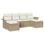 Conjunto de sofá de jardín con cojín 6 pcs Beige Poliratán