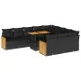 Set sofás jardín y cojines 11 pzas ratán sintético acacia negro by , Garden sets - Ref: Foro24-3327758, Price: 774,52 €, Disc...