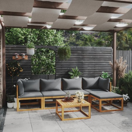 6-piece garden furniture set with solid acacia wood cushions by vidaXL, Garden sets - Ref: Foro24-3057624, Price: 535,18 €, D...