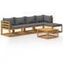 6-piece garden furniture set with solid acacia wood cushions by vidaXL, Garden sets - Ref: Foro24-3057624, Price: 535,18 €, D...