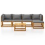 6-piece garden furniture set with solid acacia wood cushions by vidaXL, Garden sets - Ref: Foro24-3057624, Price: 535,18 €, D...