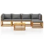6-piece garden furniture set with solid acacia wood cushions by vidaXL, Garden sets - Ref: Foro24-3057624, Price: 608,56 €, D...