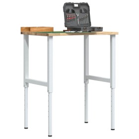 Banco de trabajo madera maciza de roble 80x60x(71,5-98) cm de , Mesas de trabajo - Ref: Foro24-3309716, Precio: 118,51 €, Des...