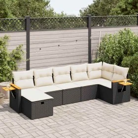 Set de sofás de jardín 7 pzas con cojines ratán sintético negro by , Garden sets - Ref: Foro24-3325983, Price: 429,03 €, Disc...