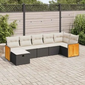 Set de sofás de jardín 7 pzas con cojines ratán sintético negro von , Gartensets - Ref: Foro24-3326039, Preis: 430,95 €, Raba...