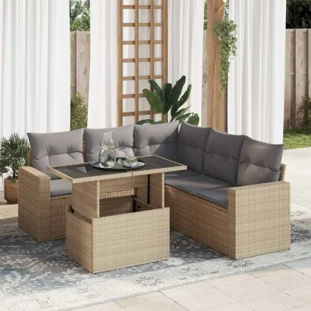 Juego de sofás jardín con cojines 6 pzas ratán sintético beige by , Garden sets - Ref: Foro24-3326320, Price: 472,75 €, Disco...