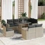 Set muebles jardín 9 pzas y cojines ratán sintético gris claro by , Garden sets - Ref: Foro24-3326343, Price: 728,17 €, Disco...