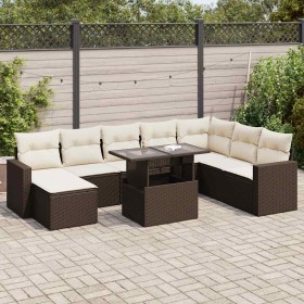 Set de sofás de jardín 9 pzas y cojines ratán sintético marrón by , Garden sets - Ref: Foro24-3326374, Price: 600,24 €, Disco...